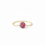 18K Real Gold Pink Swarovski Chain Ring