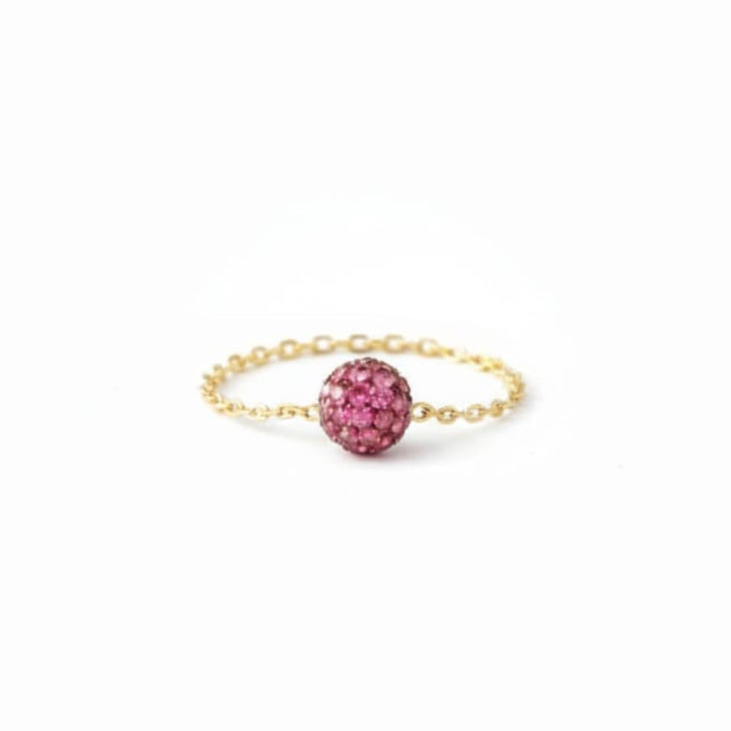 18K Real Gold Pink Swarovski Chain Ring - New Launch - Embellish Gold