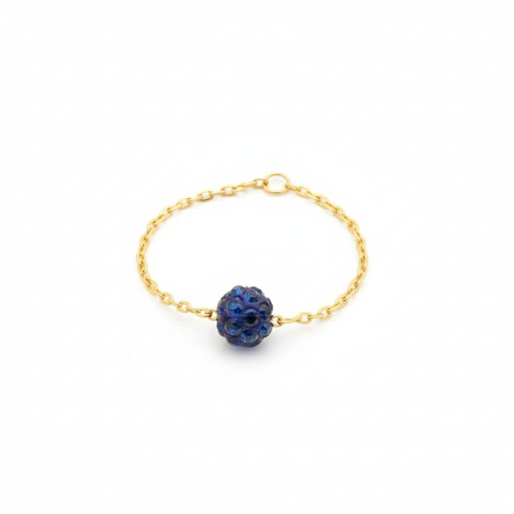 18K Real Gold Blue Swarovski Chain Ring - New Launch - Embellish Gold