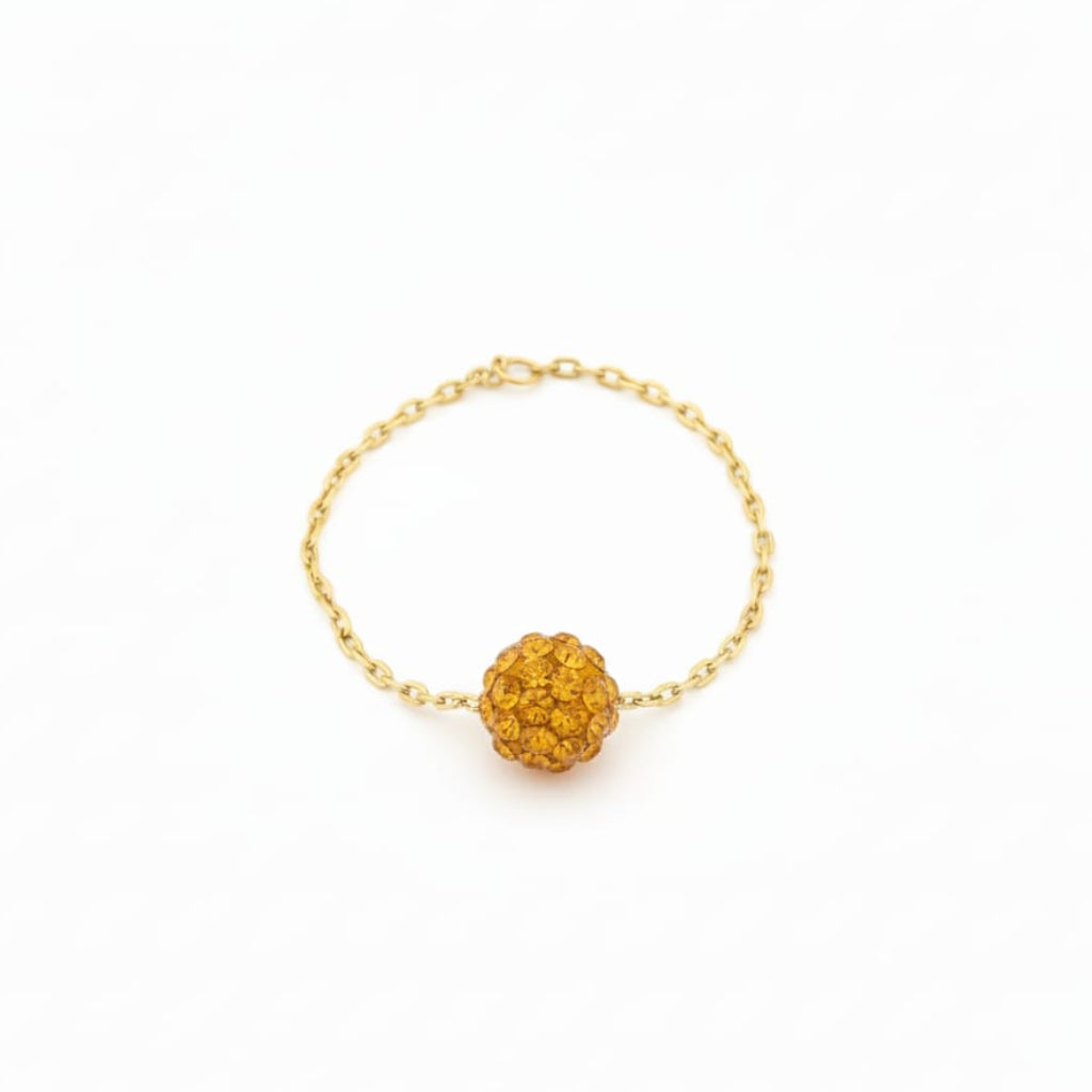 18K Real Gold Orange Swarrovski Chain Ring - New Launch - Embellish Gold