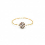 18K Real Gold Silver Chain Swarovski Ring