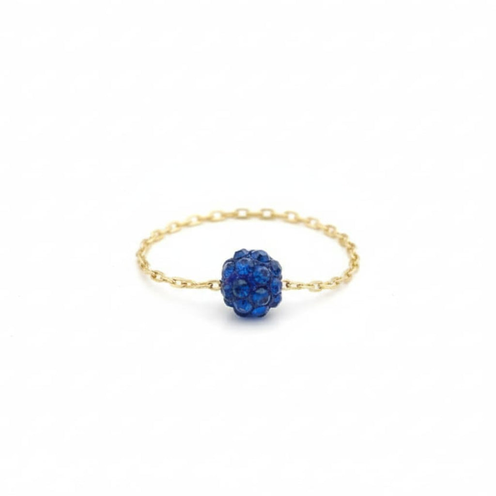 18K Gold Navy Blue Swarovski Chain Ring