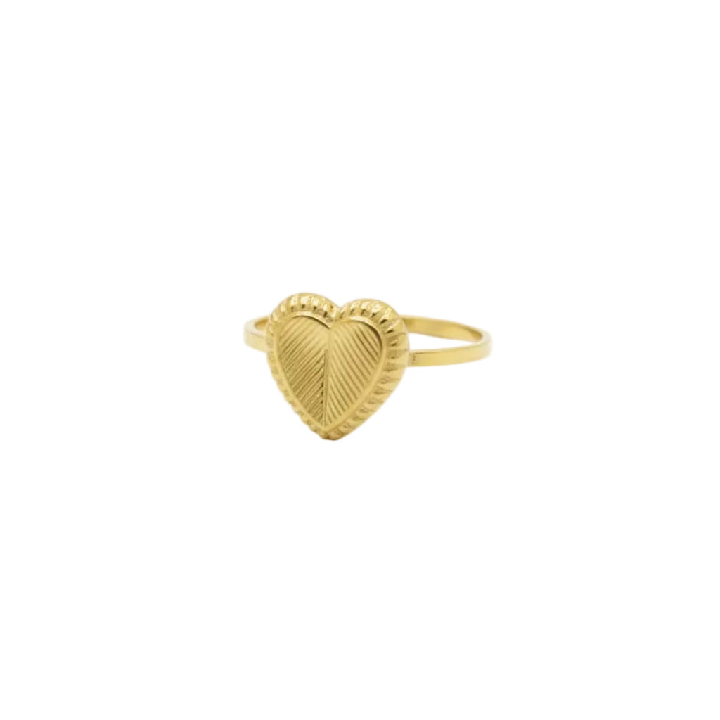 18k Gold Heart Vintage Ring
