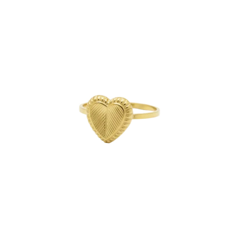 18k Gold Heart Vintage Ring - 18k Gold Ring - Embellish Gold