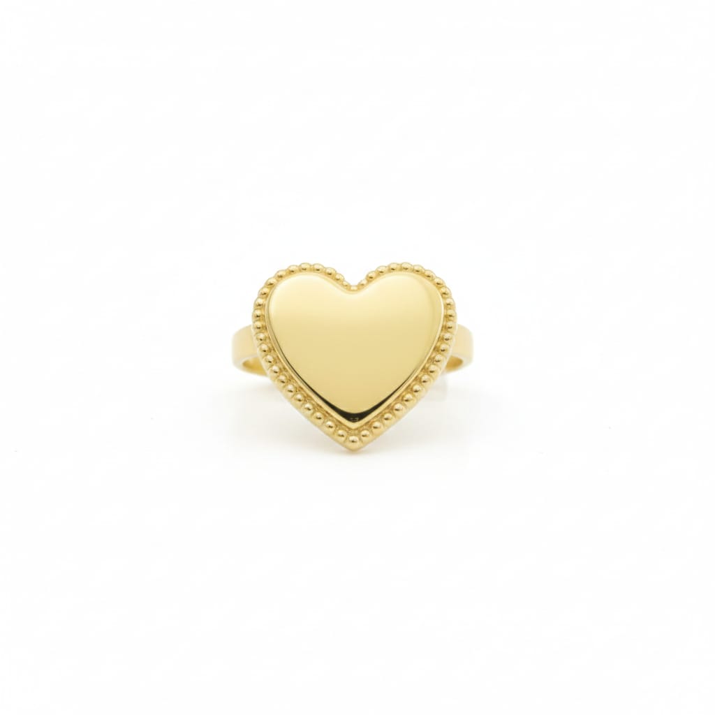18k Gold Big Heart Ring