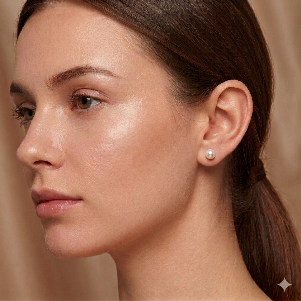 18k Gold Real Pearl Earrings Pink