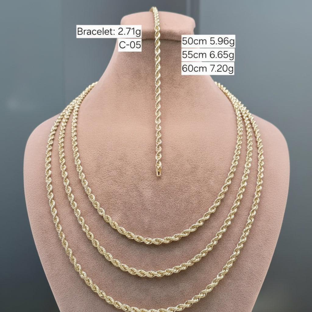 18k Gold Rope Chain 7 - 18k Gold Chain - Embellish Gold Jewelry & Diamond