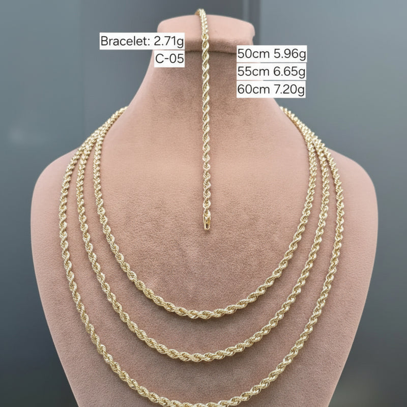 18k Gold Rope Chain 7 - 18k Gold Chain - Embellish Gold Jewelry & Diamond