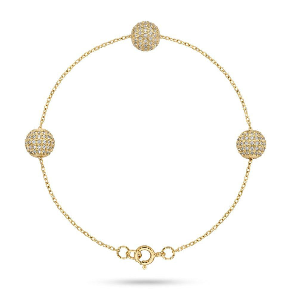18K Real Gold 3 Brass Ball Bracelet - ad collection - Embellish Gold Jewelry & Diamond