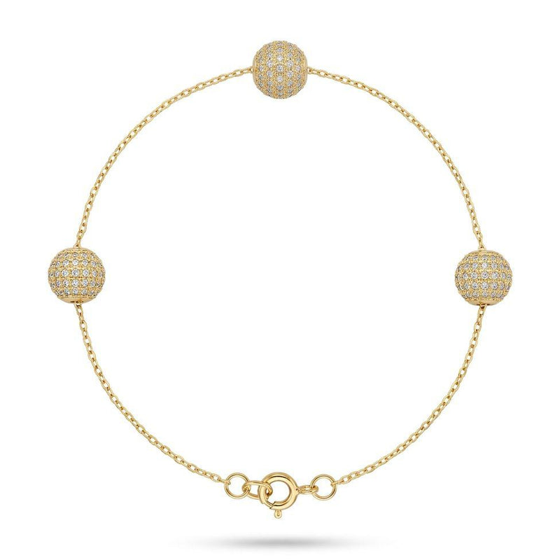 18K Real Gold 3 Brass Ball Bracelet - ad collection - Embellish Gold Jewelry & Diamond