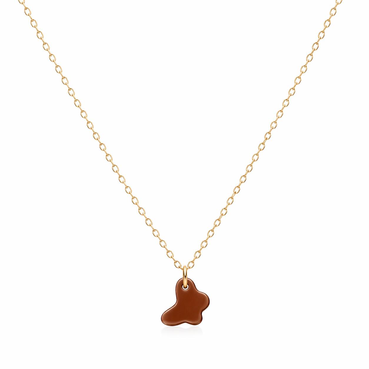Necklace with a brown pendant on a white background