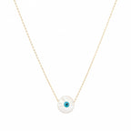 18k Gold Mother of Pearl Evil Eye Necklace