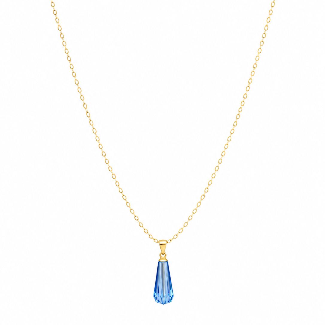 18k Gold Blue Stone Necklace - 18k Gold Necklace - Embellish Gold Jewelry & Diamond