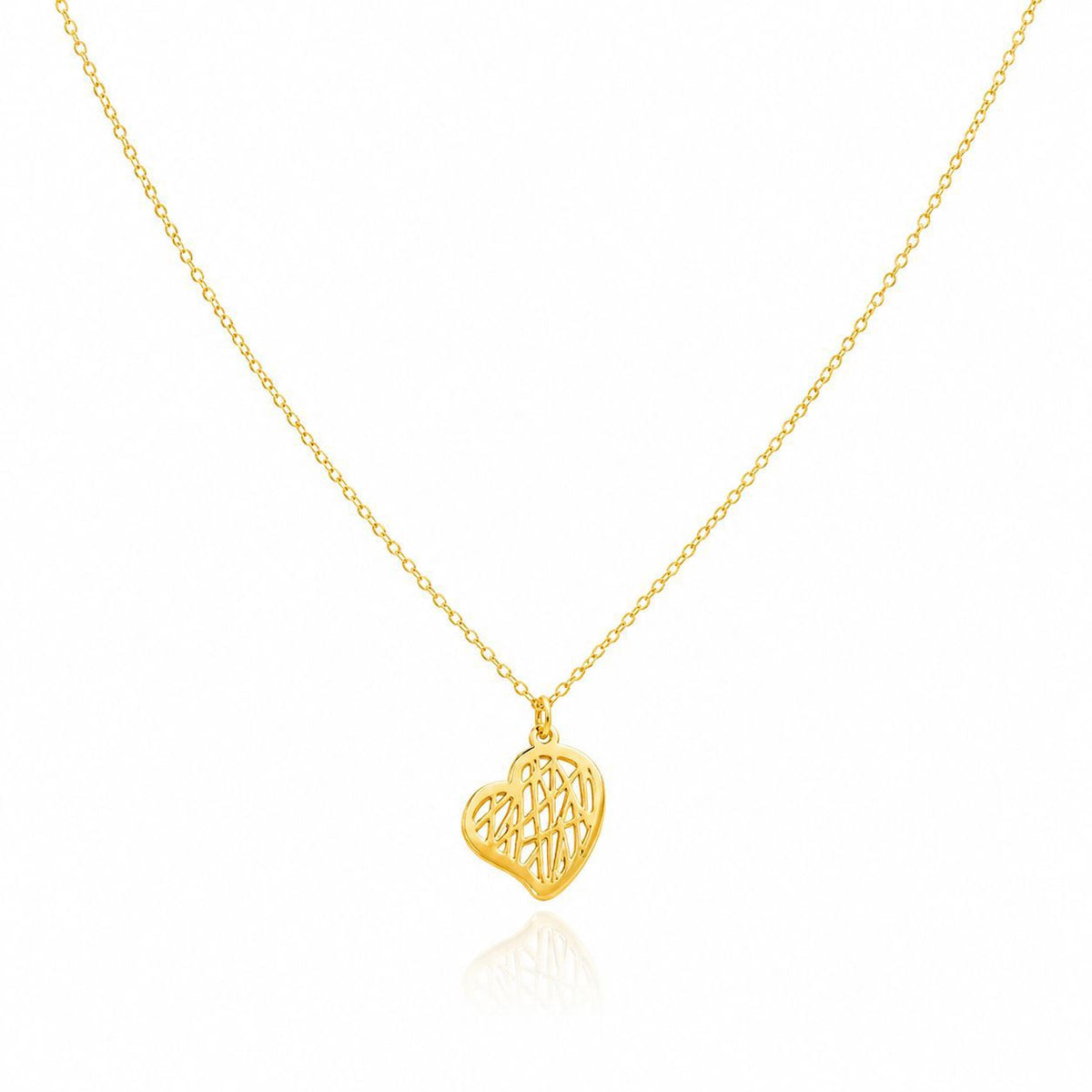 18k Gold Heart Frame Necklace - 18k Gold Necklace - Embellish Gold Jewelry & Diamond
