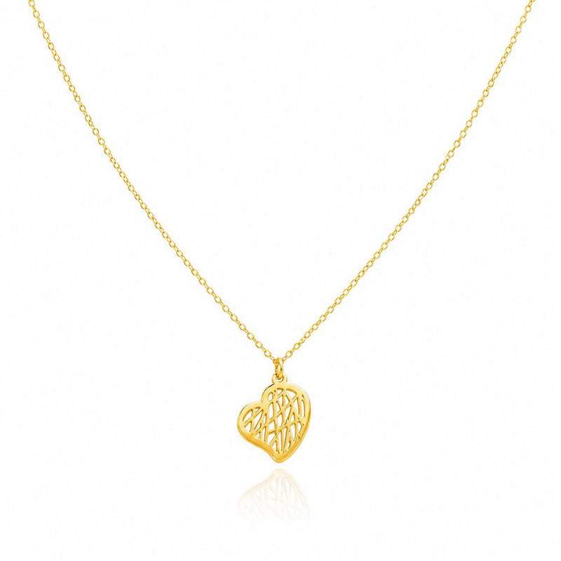 18k Gold Heart Frame Necklace - 18k Gold Necklace - Embellish Gold Jewelry & Diamond