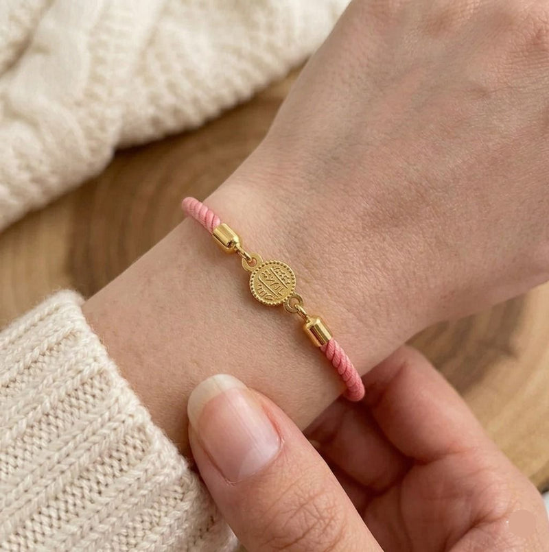 21K Gold Multi Color Thread Adjustable Coin Bracelet - THE 299 STORE - Embellish Gold Jewelry & Diamond