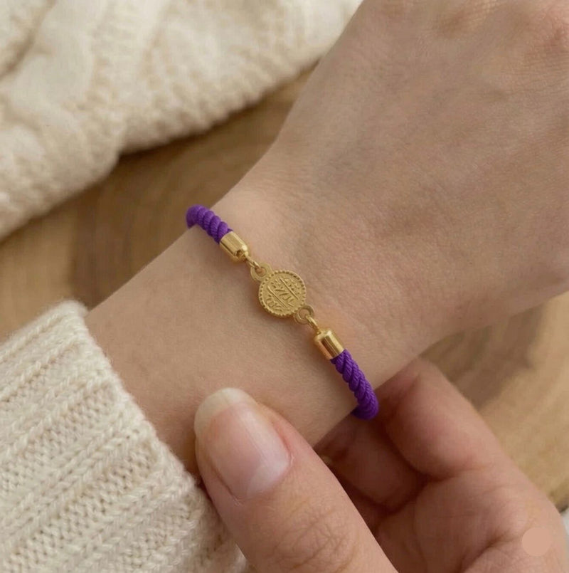 21K Gold Multi Color Thread Adjustable Coin Bracelet - THE 299 STORE - Embellish Gold Jewelry & Diamond