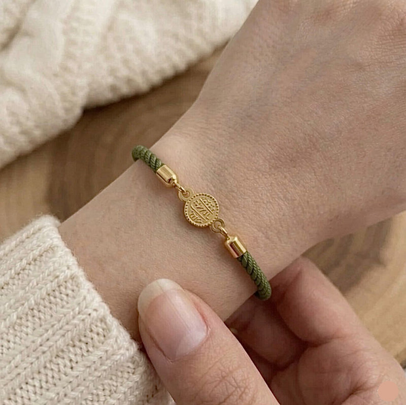 21K Gold Multi Color Thread Adjustable Coin Bracelet - THE 299 STORE - Embellish Gold Jewelry & Diamond