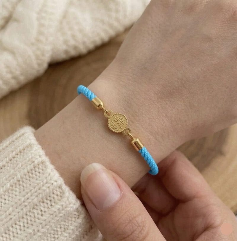 21K Gold Multi Color Thread Adjustable Coin Bracelet - THE 299 STORE - Embellish Gold Jewelry & Diamond