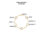 Diagram of a clove bracelet with labeled specifications on a white background