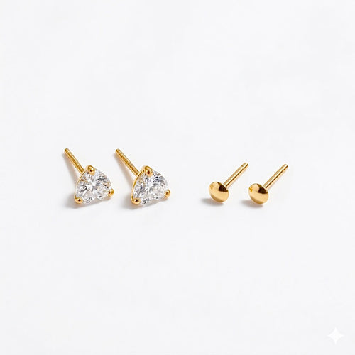 18k Gold Diamond Heart Earrings