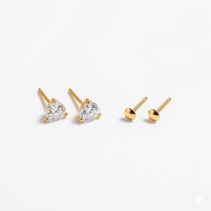18k Gold Diamond Heart Earrings - 18k Gold Earrings - Embellish Gold Jewelry & Diamond