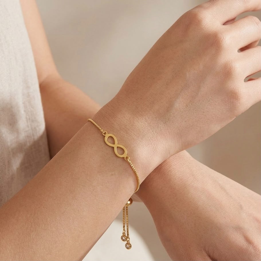 18K Real Gold Pendant With Thread Adjustable Chains Gold Plated - Gold Bracelets - Embellish Gold