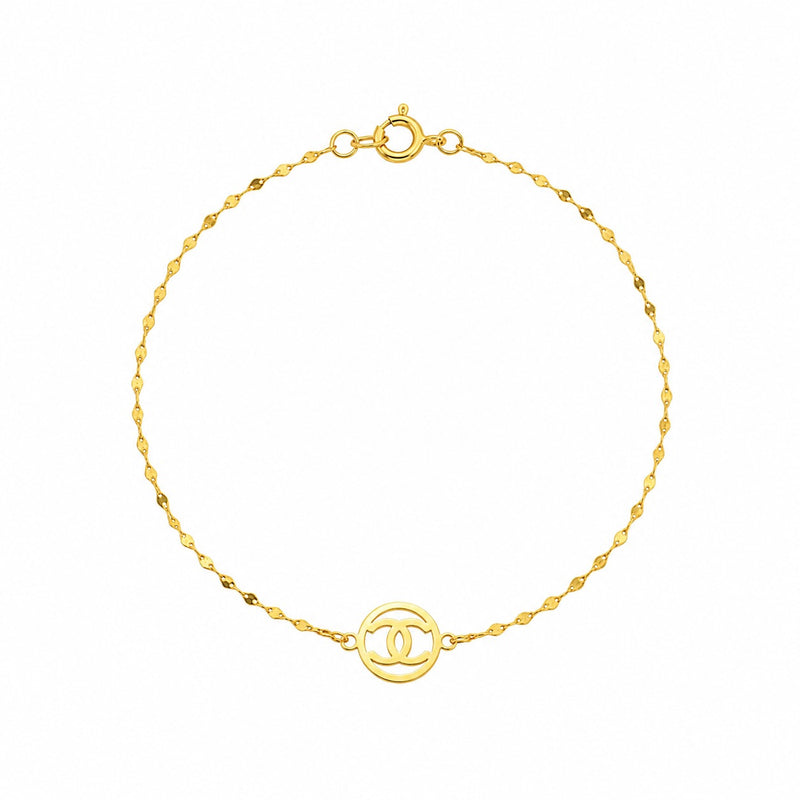 مجموعة زهرة من الذهب الحقيقي عيار 18 قيراط مع سلسلة مرآة - 18k Gold Bracelet - Embellish Gold