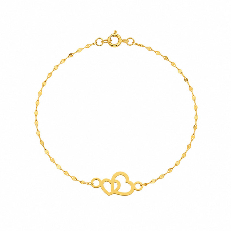 مجموعة زهرة من الذهب الحقيقي عيار 18 قيراط مع سلسلة مرآة - 18k Gold Bracelet - Embellish Gold