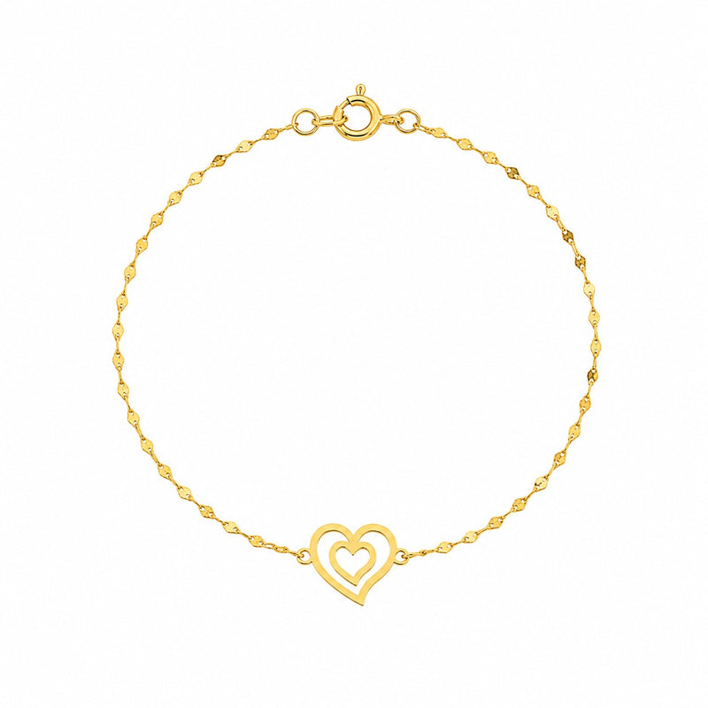 مجموعة زهرة من الذهب الحقيقي عيار 18 قيراط مع سلسلة مرآة - 18k Gold Bracelet - Embellish Gold