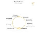 18k Gold Bracelet with product specifications on a white background