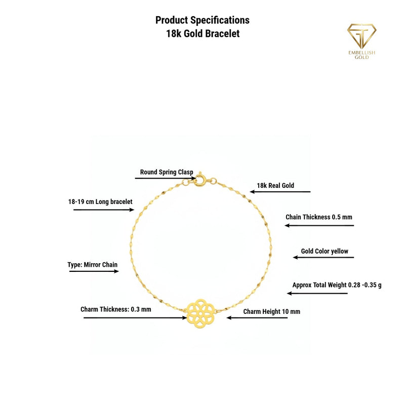 18K Real Gold Flower with Mirror Chain Bracelet - ad collection - Embellish Gold