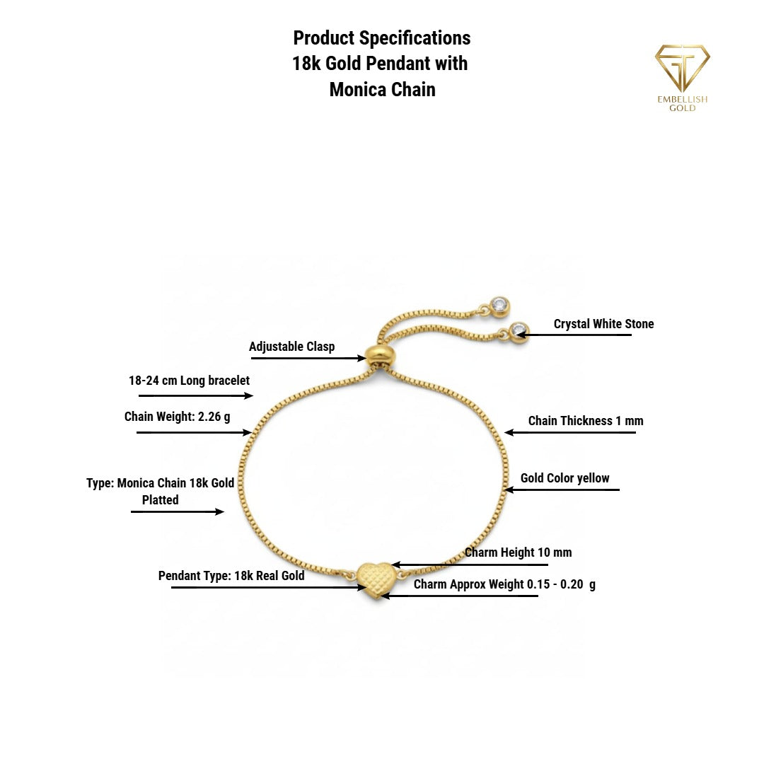قلادة قلب من الذهب عيار 18 قيراط مع سلاسل مطلية بالذهب - إطلاق جديد - Embellish Gold