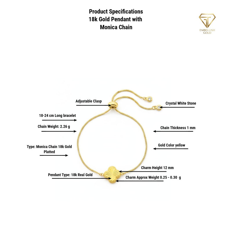 18K Real Gold Flower with Gold Plated Chain - Gold Jewellery - Embellish Gold