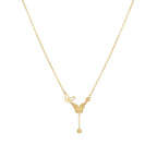 18k Gold Two Butterfly with Hanging Ball Necklace
