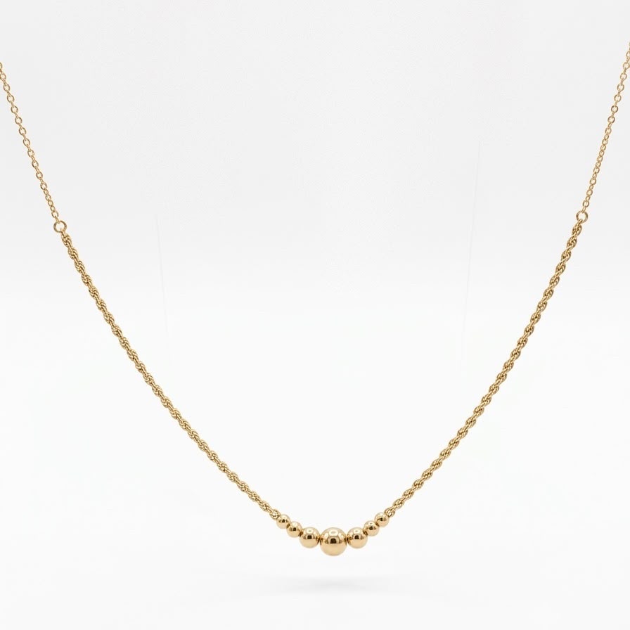 18k Gold Ball Rope Chain Necklace - 18k Gold Necklace - Embellish Gold Jewelry & Diamond