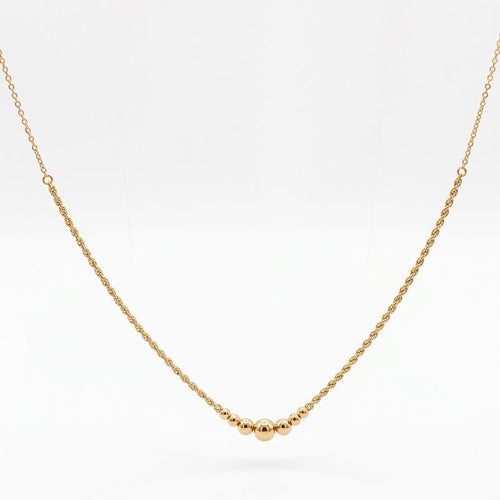 18k Gold Ball Rope Chain Necklace