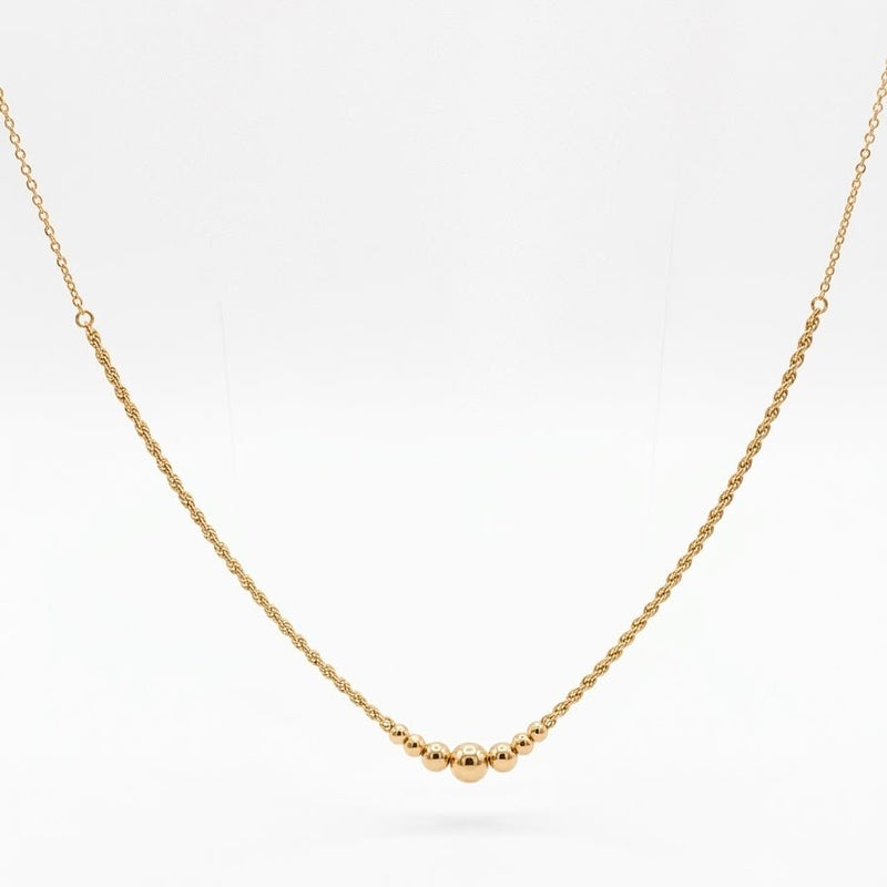 18k Gold Ball Rope Chain Necklace - 18k Gold Necklace - Embellish Gold Jewelry & Diamond