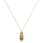 18k Gold Orange Labubu Necklace
