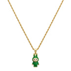 18k Gold Green Labubu Necklace