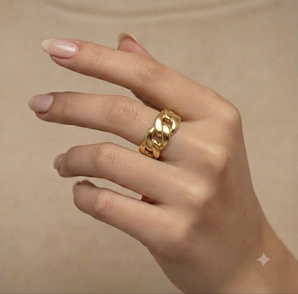 18k Gold Full Chain Inspired Ring