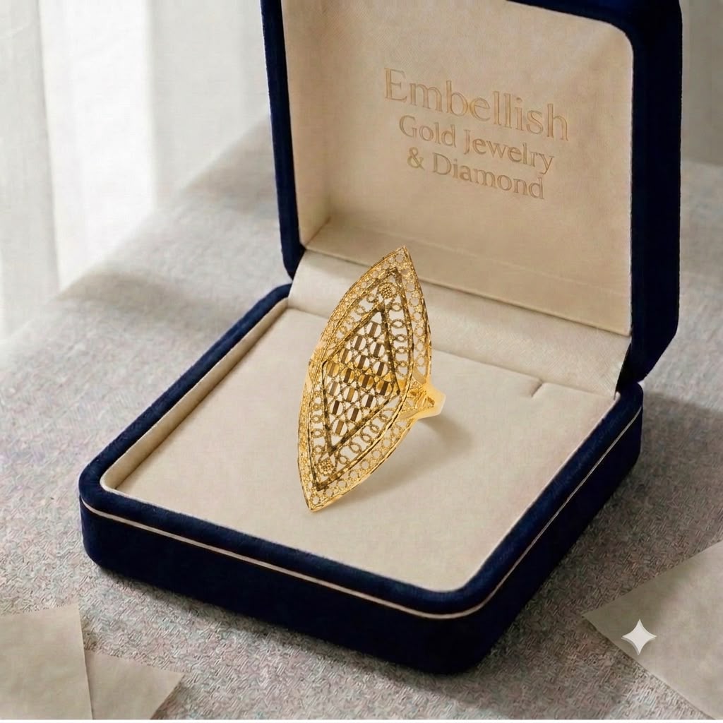 18k Gold Diamond Shape Inspired Ring