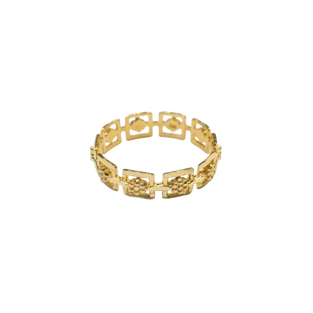 18k Gold Cube Flower Ring