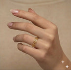 18k Gold Double Cube Flower Ring
