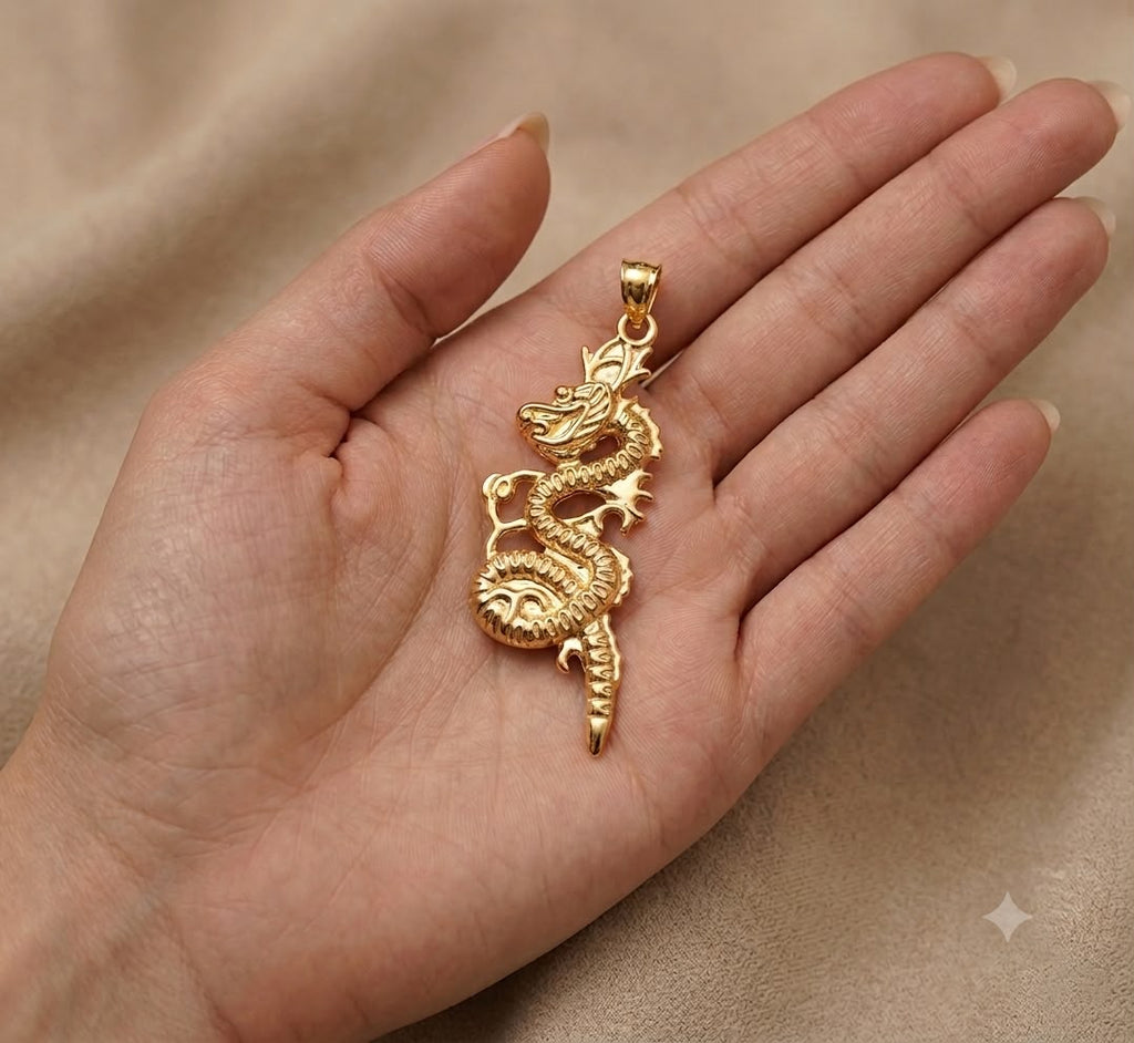 18k Gold Light Dragon Pendant