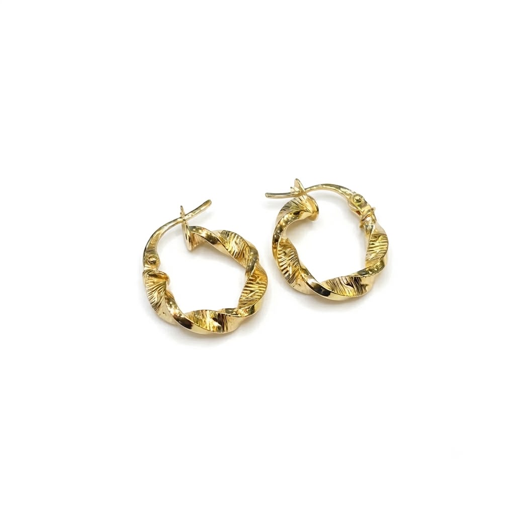 18k Gold Twirl Spiral Loop Earrings - 18k Gold Earrings - Embellish Gold Jewelry & Diamond