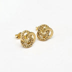 18k Gold Maze Cinnamon Stud Earrings