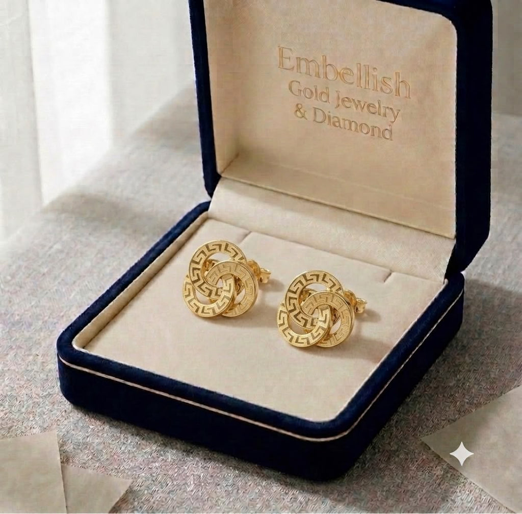 18k Gold Maze Cinnamon Stud Earrings