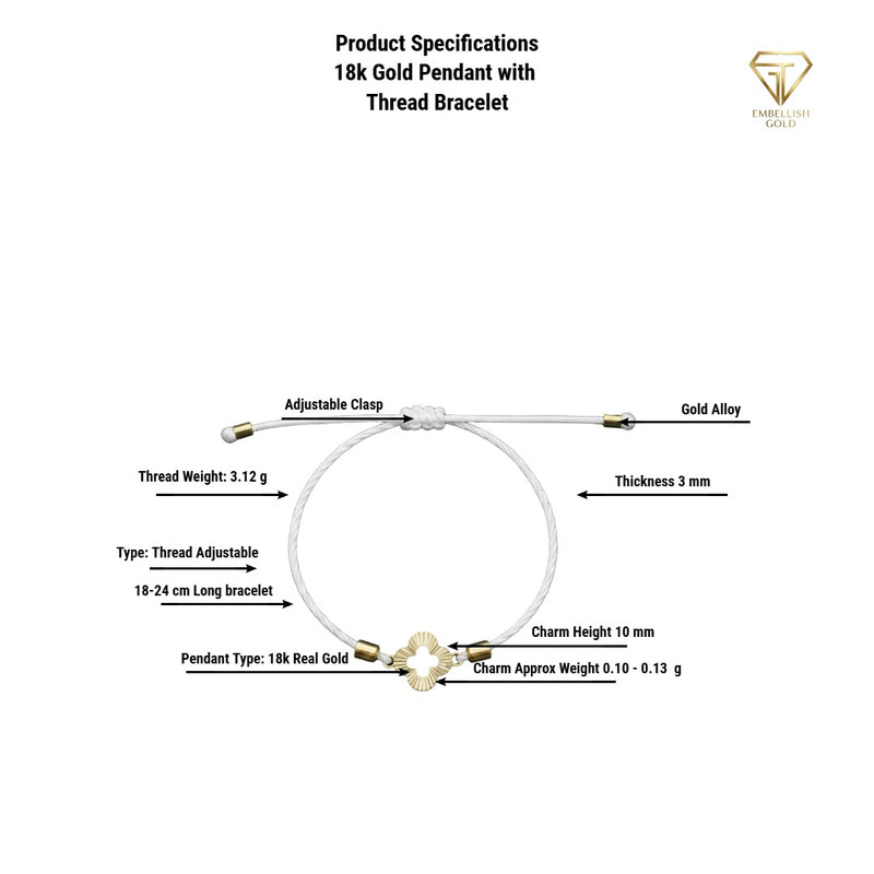 سوار من الذهب الحقيقي عيار 18 قيراط مع حلية محظوظة - 18k Gold Bracelet - Embellish Gold