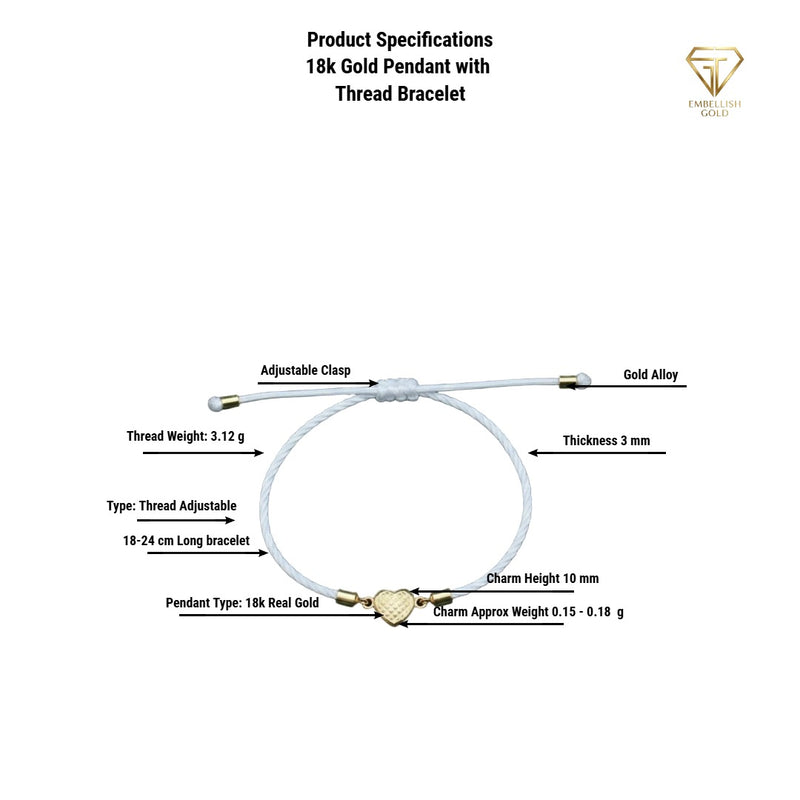 سوار جذاب من الذهب الحقيقي عيار 18 قيراط على شكل قلب محظوظ - 18k Gold Bracelet - Embellish Gold